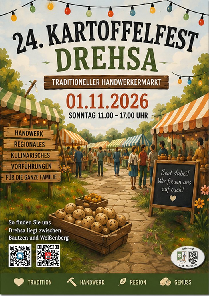 Kartoffelfest mit Handwerkermarkt in Drehsa
