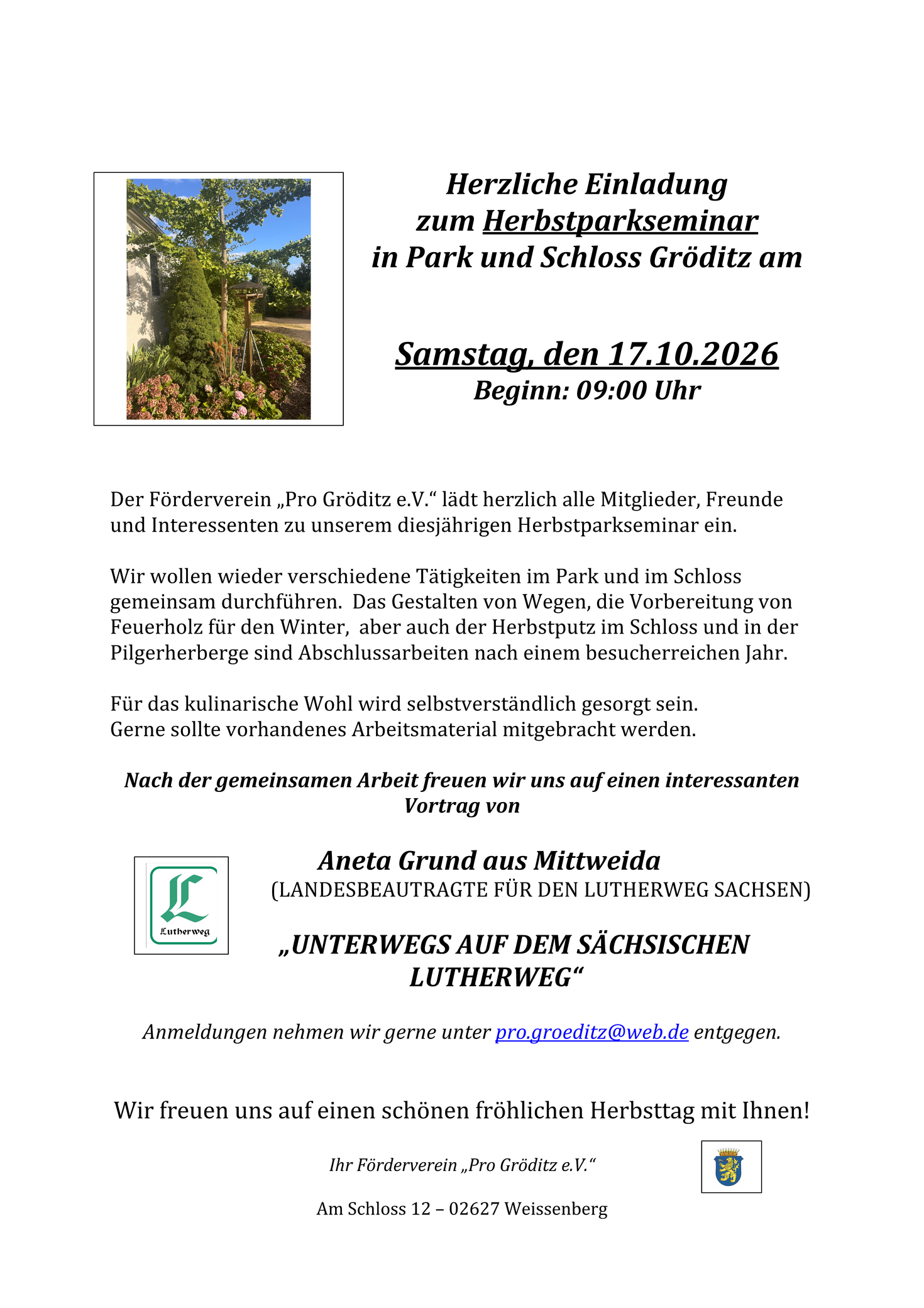 Herbstparkseminar im Schloss Gröditz und Park