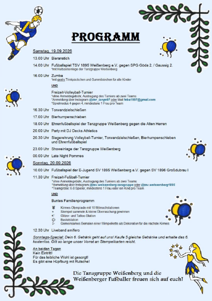 Weißenberger Sportler-Kirmes Programm